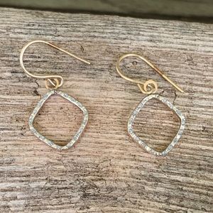 Rounded square hoop dangle earrings